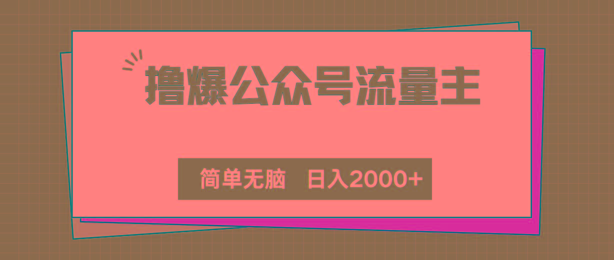 撸爆公众号流量主，简单无脑，单日变现2000+-优优云网创