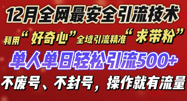 12 月份全网最安全引流创业粉技术来袭，不封号不废号，有操作就有流量【揭秘】-优优云网创