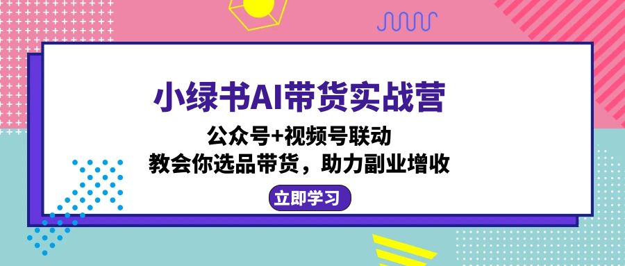小绿书AI带货实战营：公众号+视频号联动，教会你选品带货，助力副业增收-优优云网创