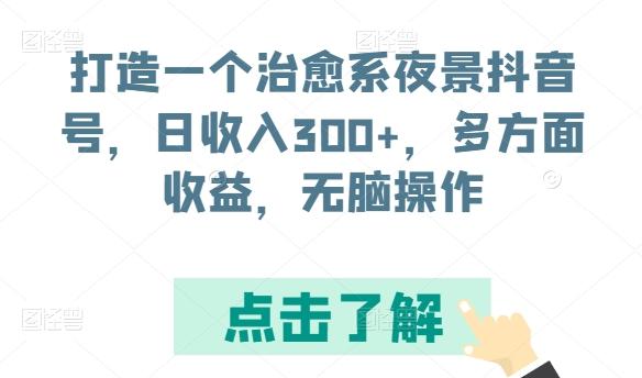 打造一个治愈系夜景抖音号，日收入300+，多方面收益，无脑操作【揭秘】-优优云网创