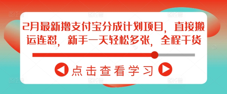 2月最新撸支付宝分成计划项目，直接搬运连怼，新手一天轻松多张，全程干货-优优云网创