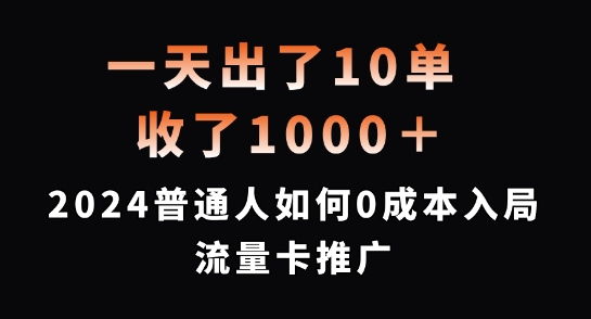 一天出了10单，收了1000+，2024普通人如何0成本入局流量卡推广【揭秘】-优优云网创