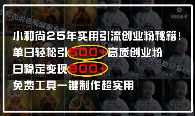 小和尚2025年实用引流秘籍！单日轻松引500+高质量创业粉，日变现800+，…-优优云网创