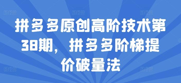 拼多多原创高阶技术第38期，拼多多阶梯提价破量法-优优云网创