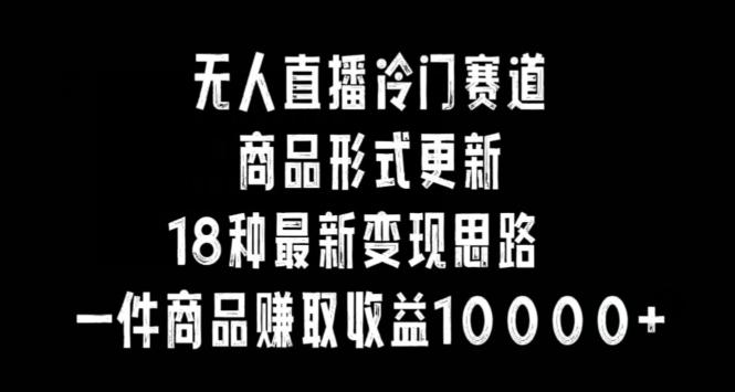 无人直播冷门赛道，商品形式更新，18种变现思路，一件商品赚取收益10000+【揭秘】-优优云网创