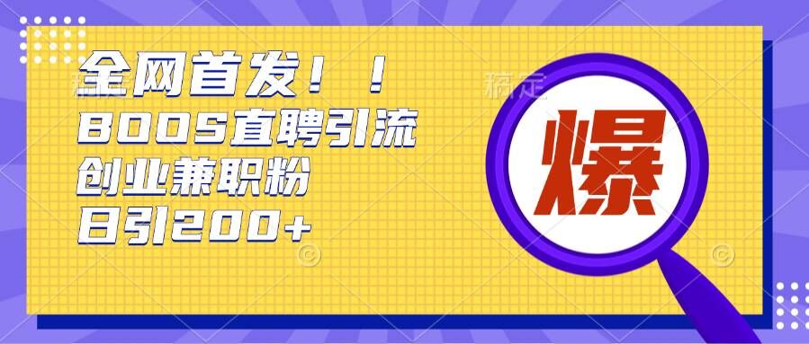 通过Boss直聘，每天轻松钓到200+多条创业大鱼的秘籍【揭秘】-优优云网创