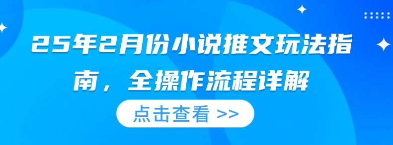 25年2月份小说推文玩法指南，全操作流程详解-优优云网创