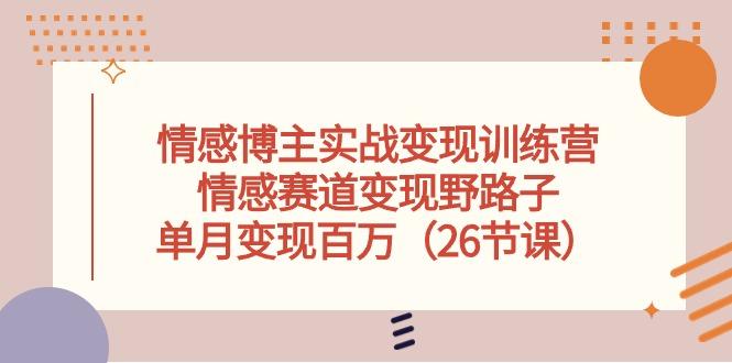 情感博主实战变现训练营，情感赛道变现野路子，单月变现百万(26节课-优优云网创