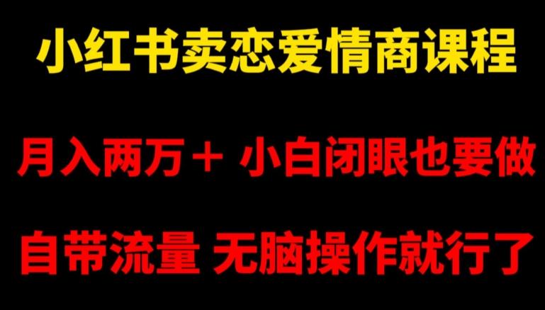 小红书卖恋爱情商课程，月入两万＋，小白闭眼也要做，自带流量，无脑操作就行了【揭秘】-优优云网创