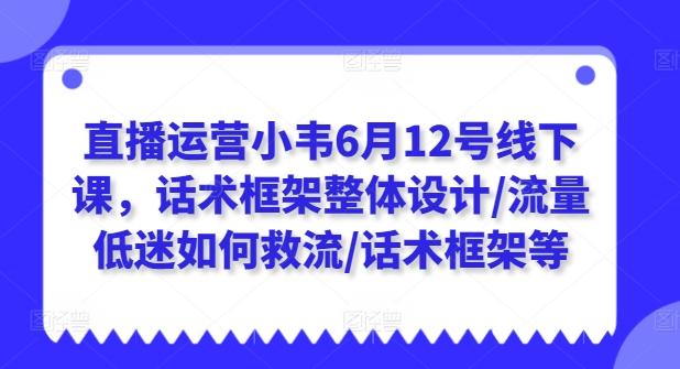 直播运营小韦6月12号线下课，话术框架整体设计/流量低迷如何救流/话术框架等-优优云网创
