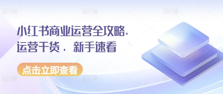 小红书商业运营全攻略，运营干货 ，新手速看-优优云网创