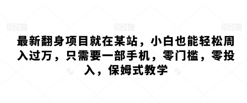 最新翻身项目就在某站，小白也能轻松周入过万，只需要一部手机，零门槛，零投入，保姆式教学-优优云网创