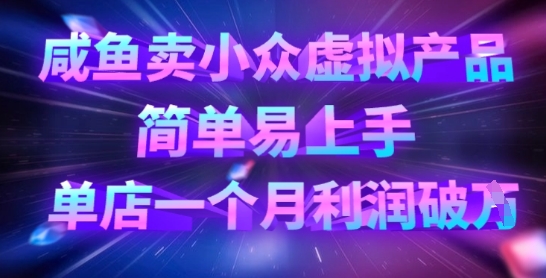 咸鱼卖小众虚拟产品，简单易上手，单店一个月利润破W-优优云网创
