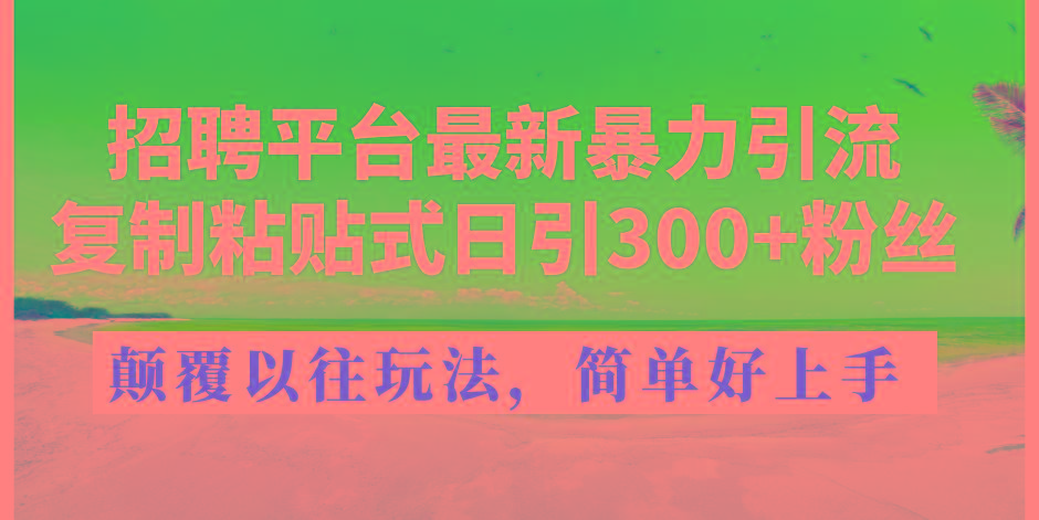 招聘平台最新暴力引流，复制粘贴式日引300+粉丝，颠覆以往垃圾玩法，简…-优优云网创
