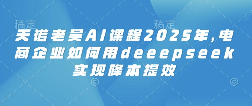 天诺老吴AI课程2025年，电商企业如何用deeepseek实现降本提效-优优云网创