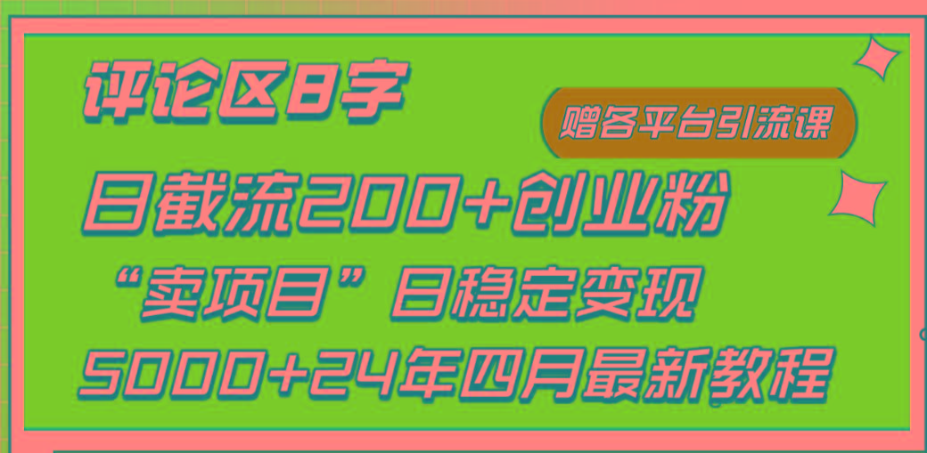(9851期)评论区8字日载流200+创业粉  日稳定变现5000+24年四月最新教程！-优优云网创