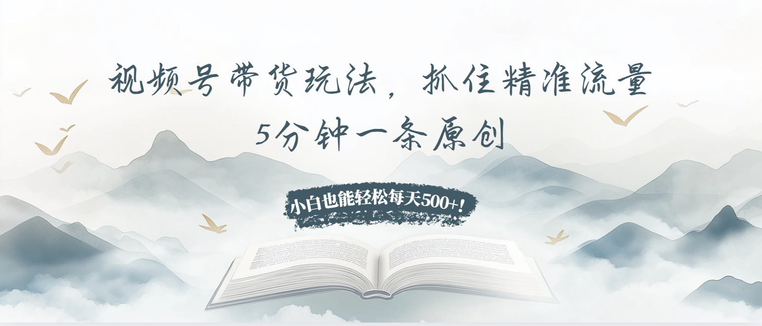 视频号带货玩法，抓住精准流量，5分钟一条原创，小白也能轻松每天500+！-优优云网创