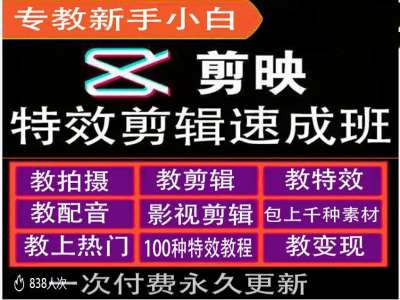 剪映特效教程和运营变现教程，特效剪辑速成班，专教新手小白-优优云网创