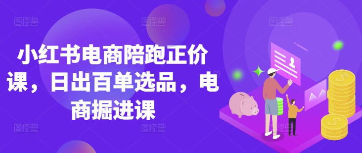 小红书电商陪跑正价课，小红书官方认证电商讲师教学，日出百单选品，电商掘进课-优优云网创