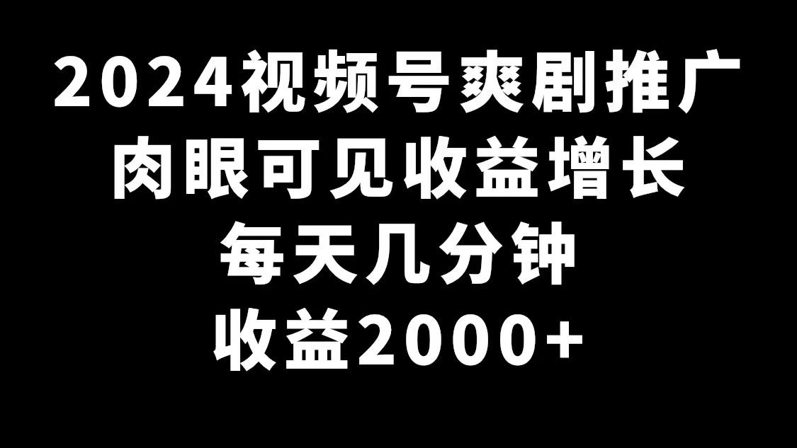 2024视频号爽剧推广，肉眼可见的收益增长，每天几分钟收益2000+-优优云网创