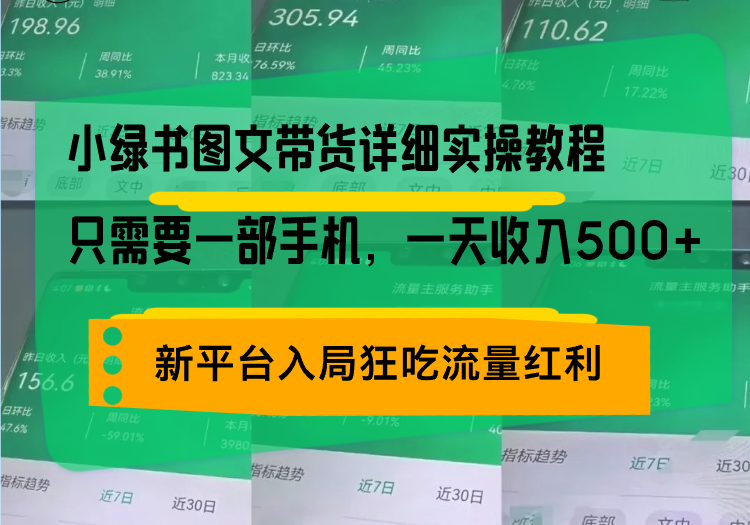 小绿书图文带货详细实操教程，只需要一部手机，一天收入500+，轻松变现-优优云网创