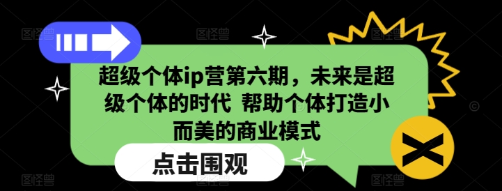 超级个体ip营第六期，未来是超级个体的时代  帮助个体打造小而美的商业模式-优优云网创