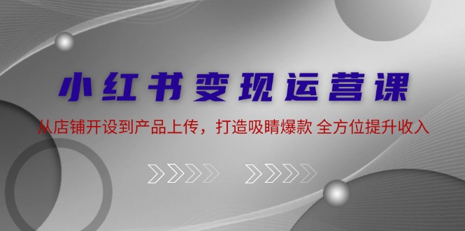 小红书变现运营课：从店铺开设到产品上传，打造吸睛爆款 全方位提升收入-优优云网创