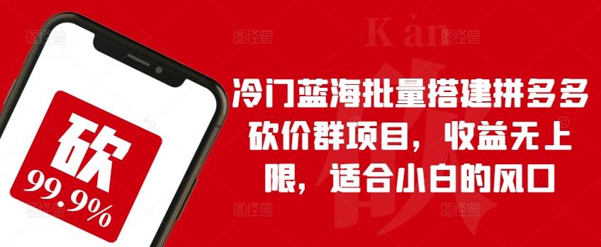 冷门蓝海批量搭建拼多多砍价群项目，收益无上限，适合小白的风口【揭秘】-优优云网创