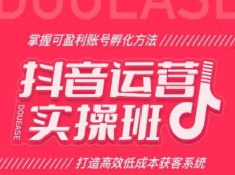 抖音运营实操班，掌握可盈利账号孵化方法，打造高效低成本获客系统-优优云网创
