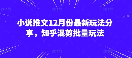 小说推文12月份最新玩法分享，知乎混剪批量玩法-优优云网创