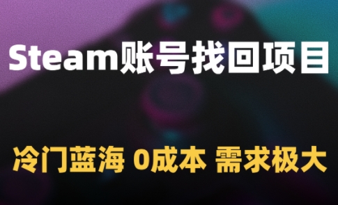 Steam账号找回项目，冷门蓝海，0成本，需求极大-优优云网创