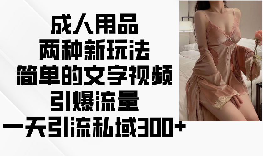 成人用品两种新玩法，简单的文字视频引爆流量，一天引流私域300+-优优云网创