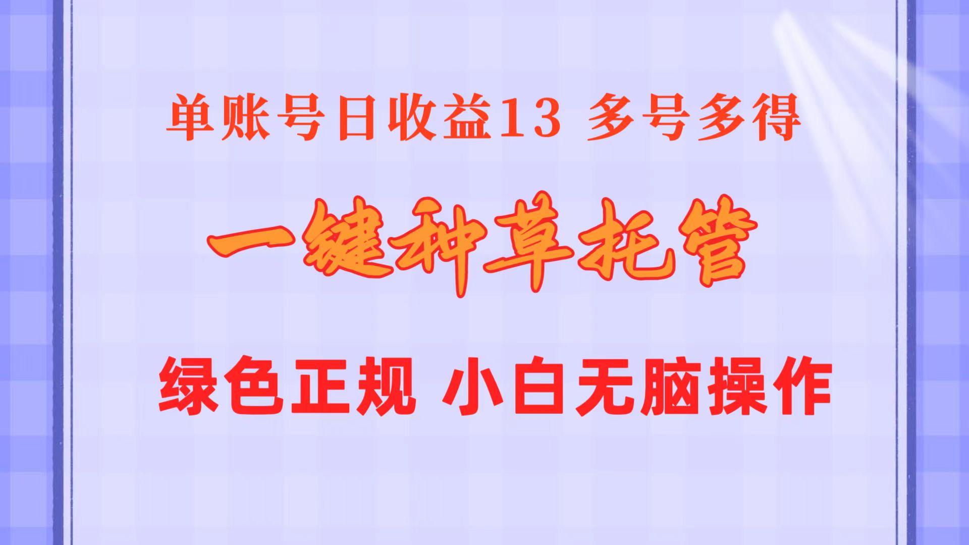 一键种草托管 单账号日收益13元  10个账号一天130  绿色稳定 可无限推广-优优云网创