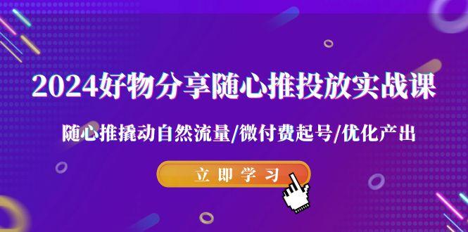 2024好物分享-随心推投放实战课 随心推撬动自然流量/微付费起号/优化产出-优优云网创