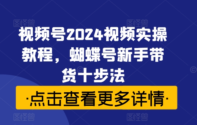 视频号2024视频实操教程，蝴蝶号新手带货十步法-优优云网创