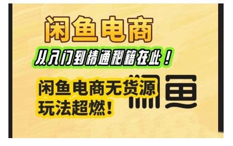 闲鱼电商实战课，从入门到精通秘籍在此，闲鱼电商无货源玩法超燃!-优优云网创