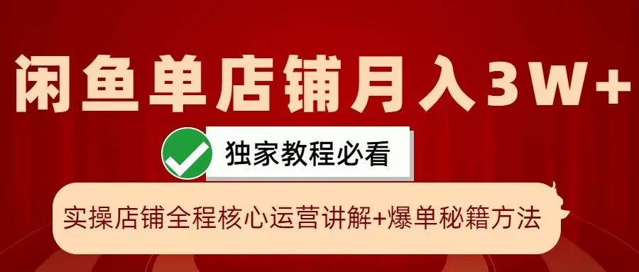 闲鱼单店铺月入3W+实操展示，爆单核心秘籍，一学就会【揭秘】-优优云网创