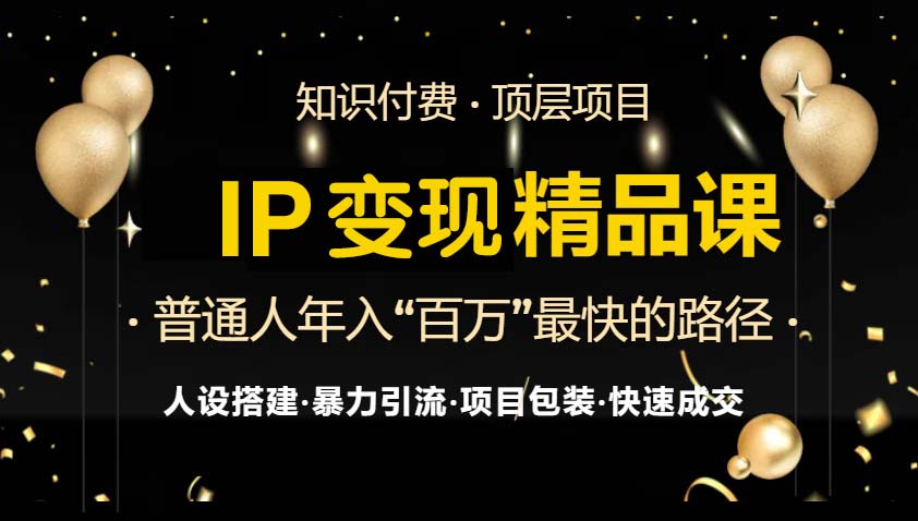 IP变现最新精品课程，知识付费全流程+最强引流术+小白避坑指南-优优云网创