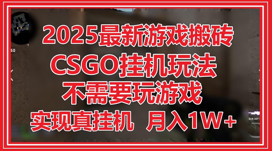 2025最新游戏搬砖，CSGO挂机，不需要玩游戏，实现真挂机，月入1W+-优优云网创