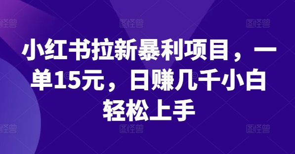 小红书拉新暴利项目，一单15元，日赚几千小白轻松上手【揭秘】-优优云网创
