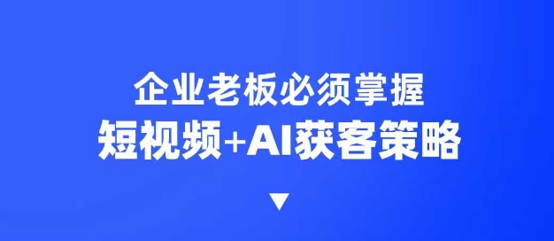 企业短视频AI获客霸屏流量课，6步短视频+AI突围法，3大霸屏抢客策略-优优云网创