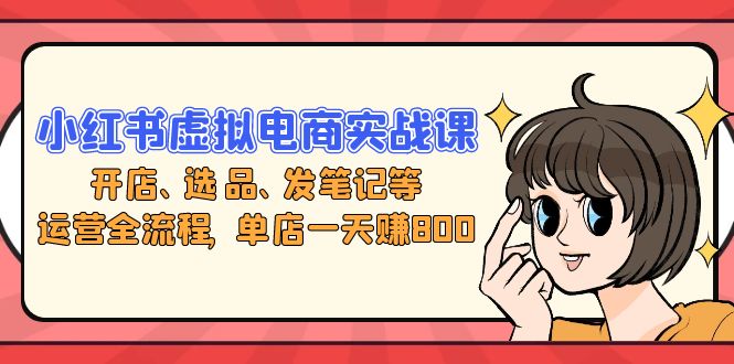 小红书虚拟电商实战课：开店、选品、发笔记等运营全流程，单店一天赚800-优优云网创