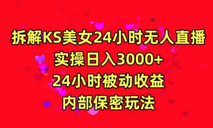 利用快手24小时无人美女直播，实操日入3000，24小时被动收益，内部保密玩法【揭秘】-优优云网创