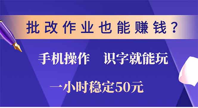 批改作业也能赚钱？0门槛手机项目，识字就能玩！一小时50元！-优优云网创