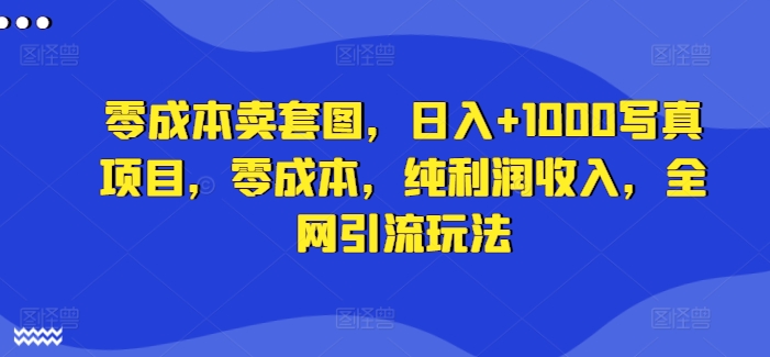 零成本卖套图，日入+1000写真项目，零成本，纯利润收入，全网引流玩法-优优云网创