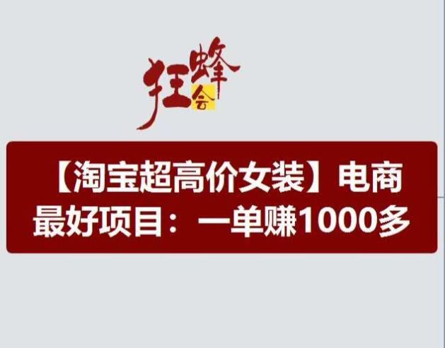 淘宝超高价女装项目，电商最好赛道，一单赚1000多-优优云网创