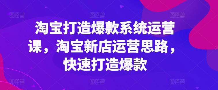 淘宝打造爆款系统运营课，淘宝新店运营思路，快速打造爆款-优优云网创
