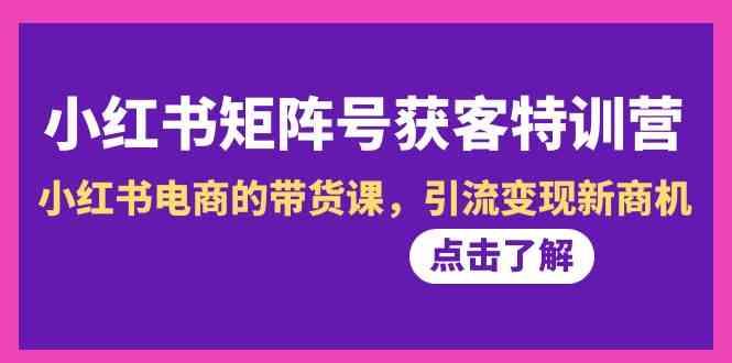 小红书矩阵号获客特训营-第10期，小红书电商的带货课，引流变现新商机-优优云网创
