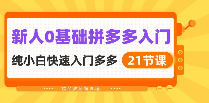 新人0基础拼多多入门，​纯小白快速入门多多(21节课-优优云网创