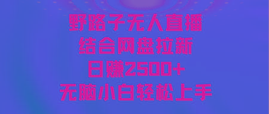 无人直播野路子结合网盘拉新，日赚2500+多平台变现，小白无脑轻松上手操作-优优云网创